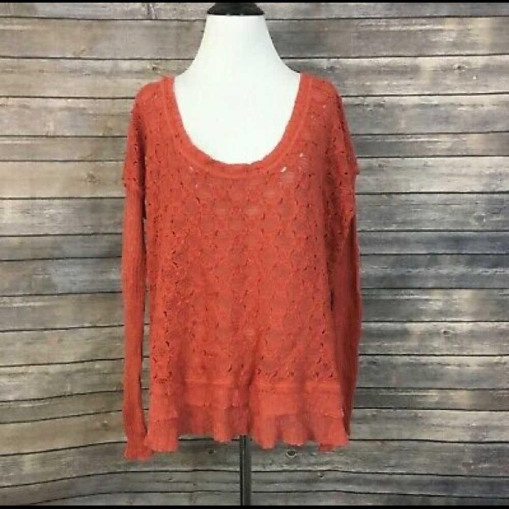 Free People Orange/Rust Pullover Sweater Small
